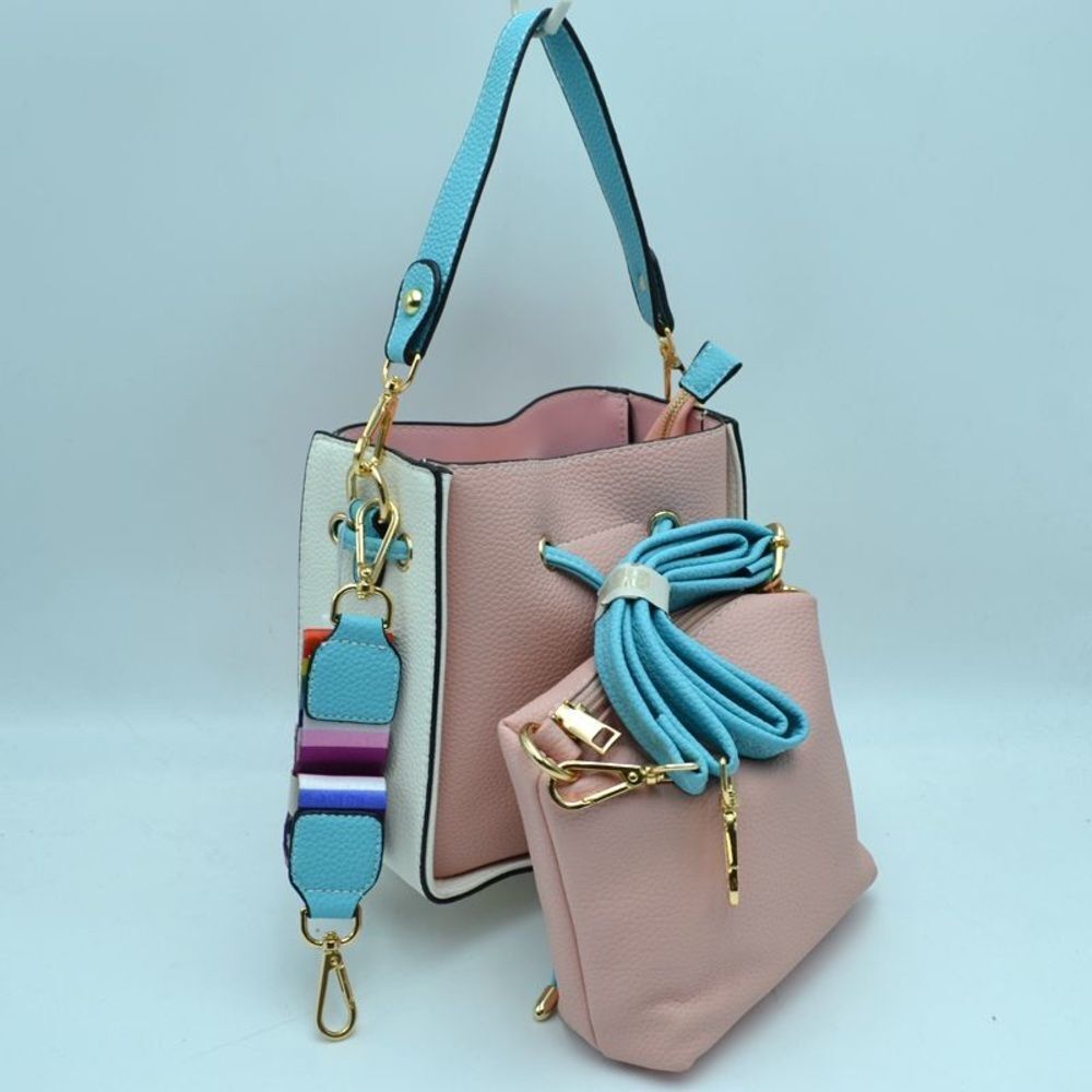 2N1 Drawstring Single Handle Bucket Shoulder/Tote Bag with Pouch